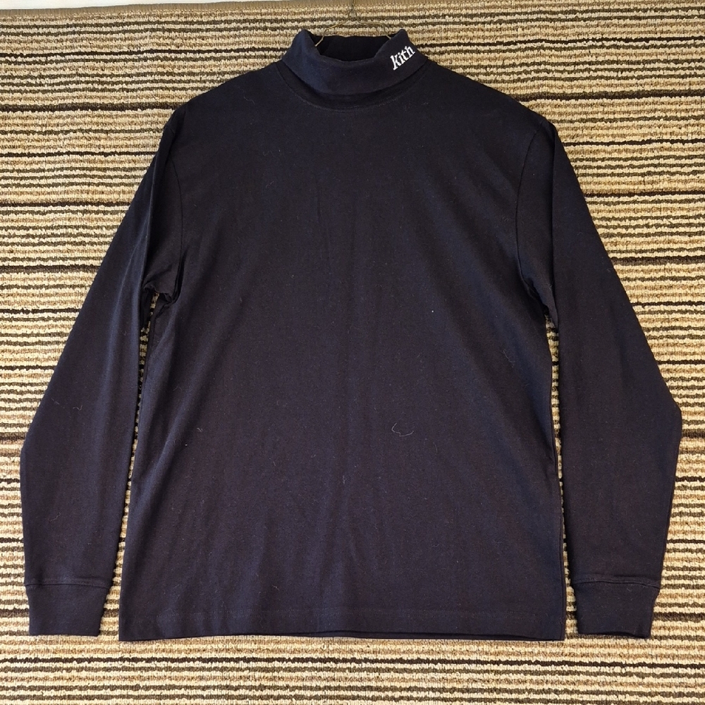 KITH Cortlandt Black Cotton Streetwear Embroidered XS Turtleneck Sweater‎ NEW